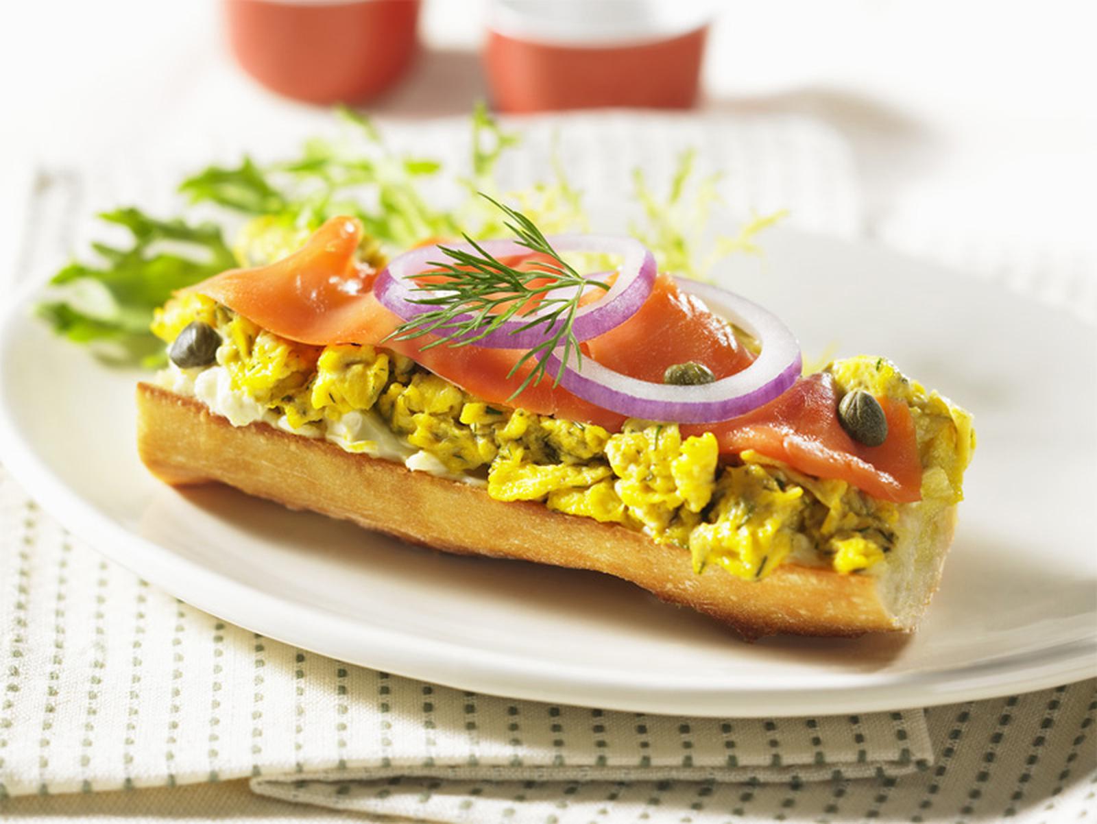 Elegant Smoked Salmon and Scramble Baguette