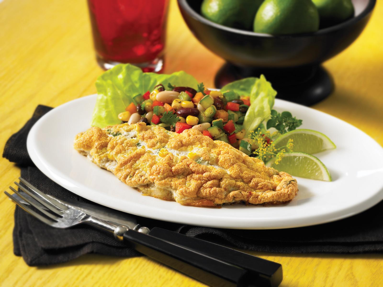 Southwestern Catfish with Corn Soufflé