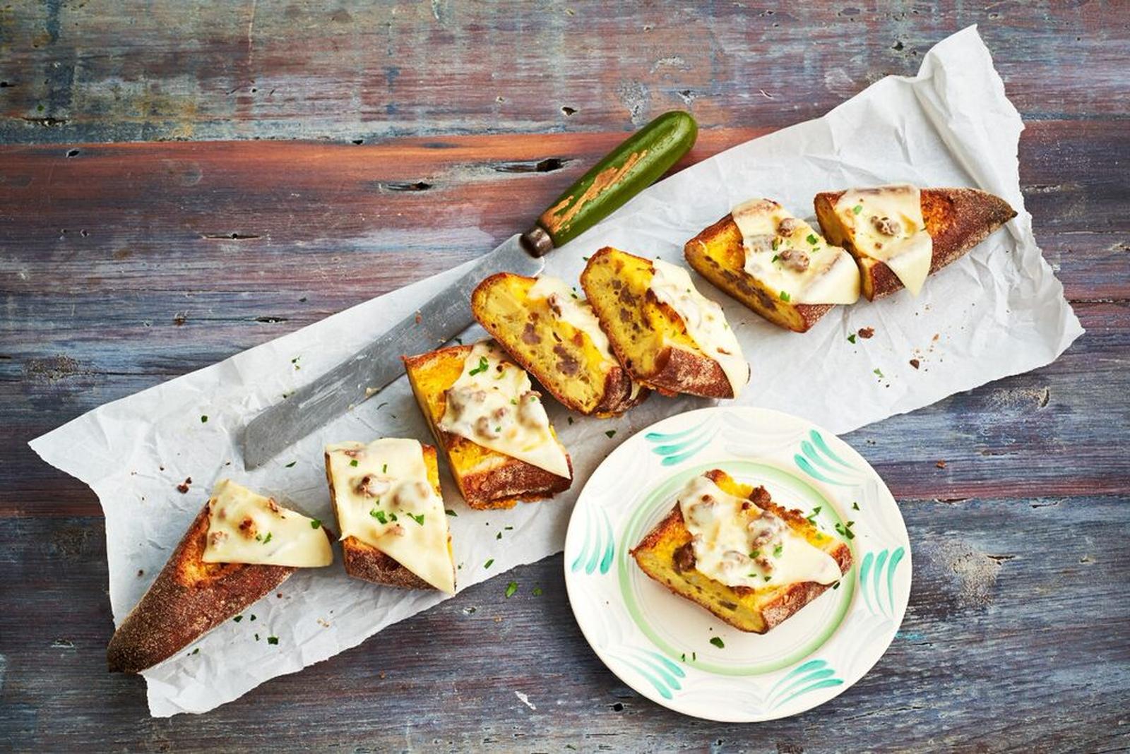 Sausage, Egg and CheeseStuffed Baguette