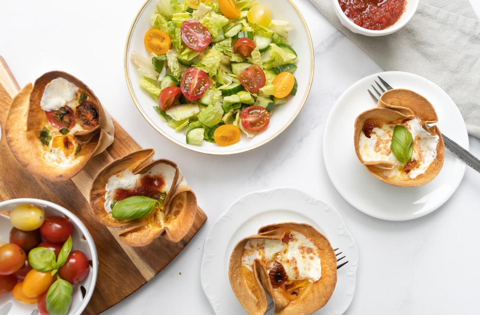 Air Fryer Caprese Tortilla Egg Cups