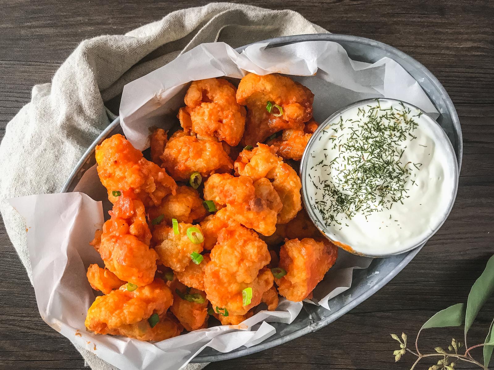 6 Ingredient Buffalo Cauliflower Bites