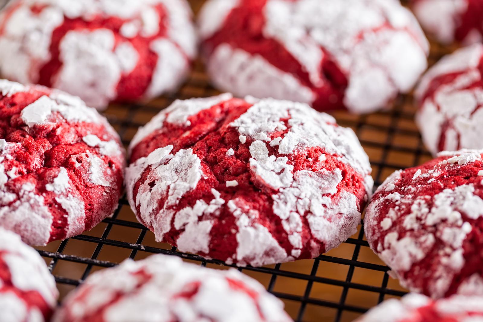 Red Velvet Crinkle Cookies.